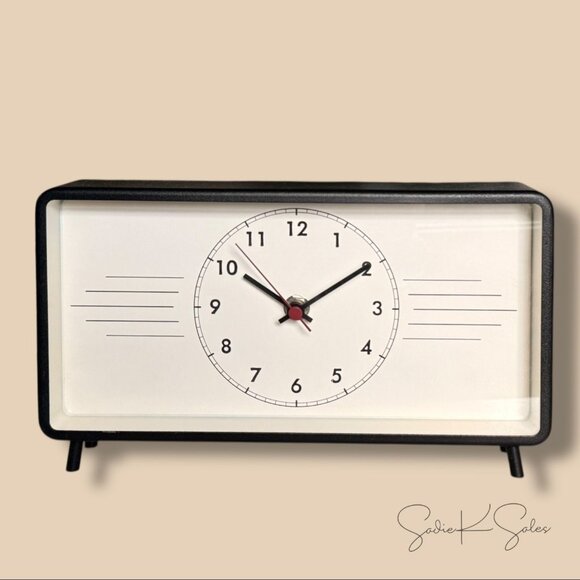 Retro Footed Tabletop Clock 10" Black - Hearth & Hand Magnolia - Target 2021 - Picture 4 of 5